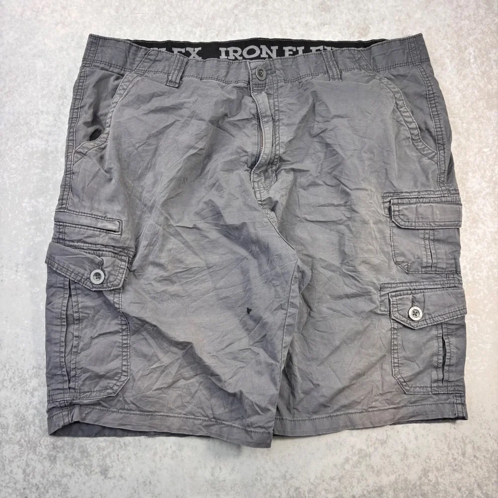 Iron Flex Mens 38 Gray Cargo Shorts Baggy Multi Pocket Utility Y2K Skater Grunge